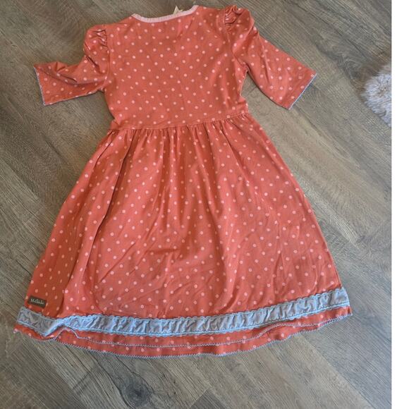 Matilda Jane Spot On Orange Polka Dot Mixed Media Dress size 8 - Picture 4 of 4